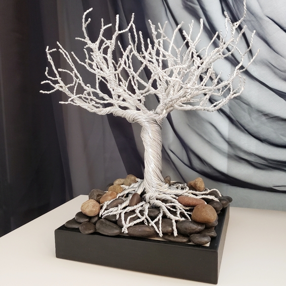 Wire Tree Bonsai Twisted Metal Sculpture Tree of Life Money Tree Original 10" - Picture 1 of 6